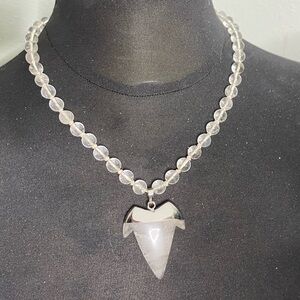 Clear Quartz Shark Tooth Pendant Crystal Necklace
